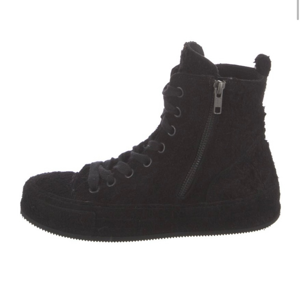 Ann Demeulemeester Black High-Top Sneakers with Side Zipper